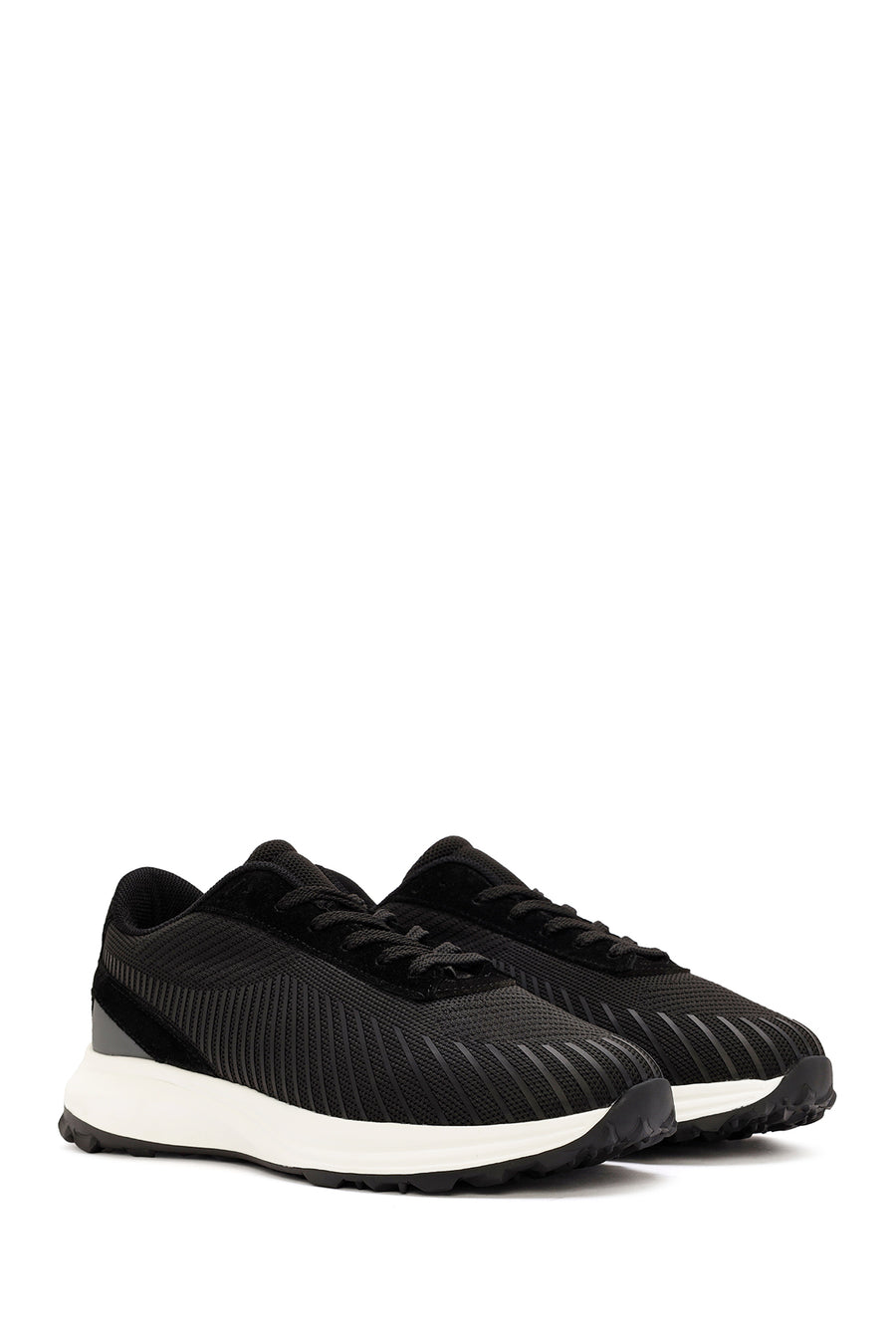 Derimod Zero Men's Black Lace-Up Thick Soled Fabric Sneaker