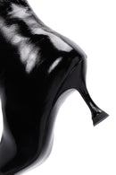 Women's Black Patent Leather Thin Heeled Boots | Derimod