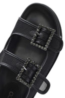 Women's Black Stone Buckle Sandals | Derimod