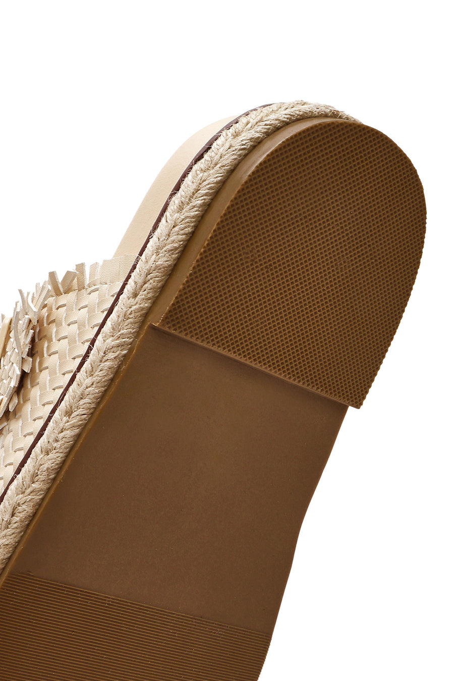 Women's Beige Thick Soled Metallic Slippers
