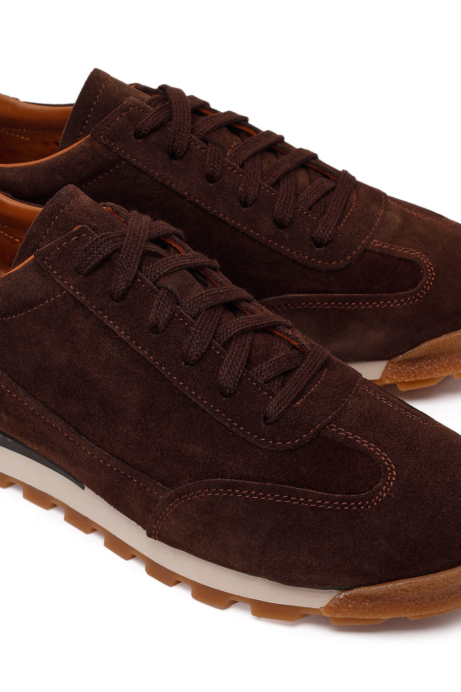 Erkek Kahverengi Bağcıklı Süet Deri Sneaker