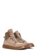 Men's Beige Lace-Up Nubuck Leather Casual Boots | Derimod