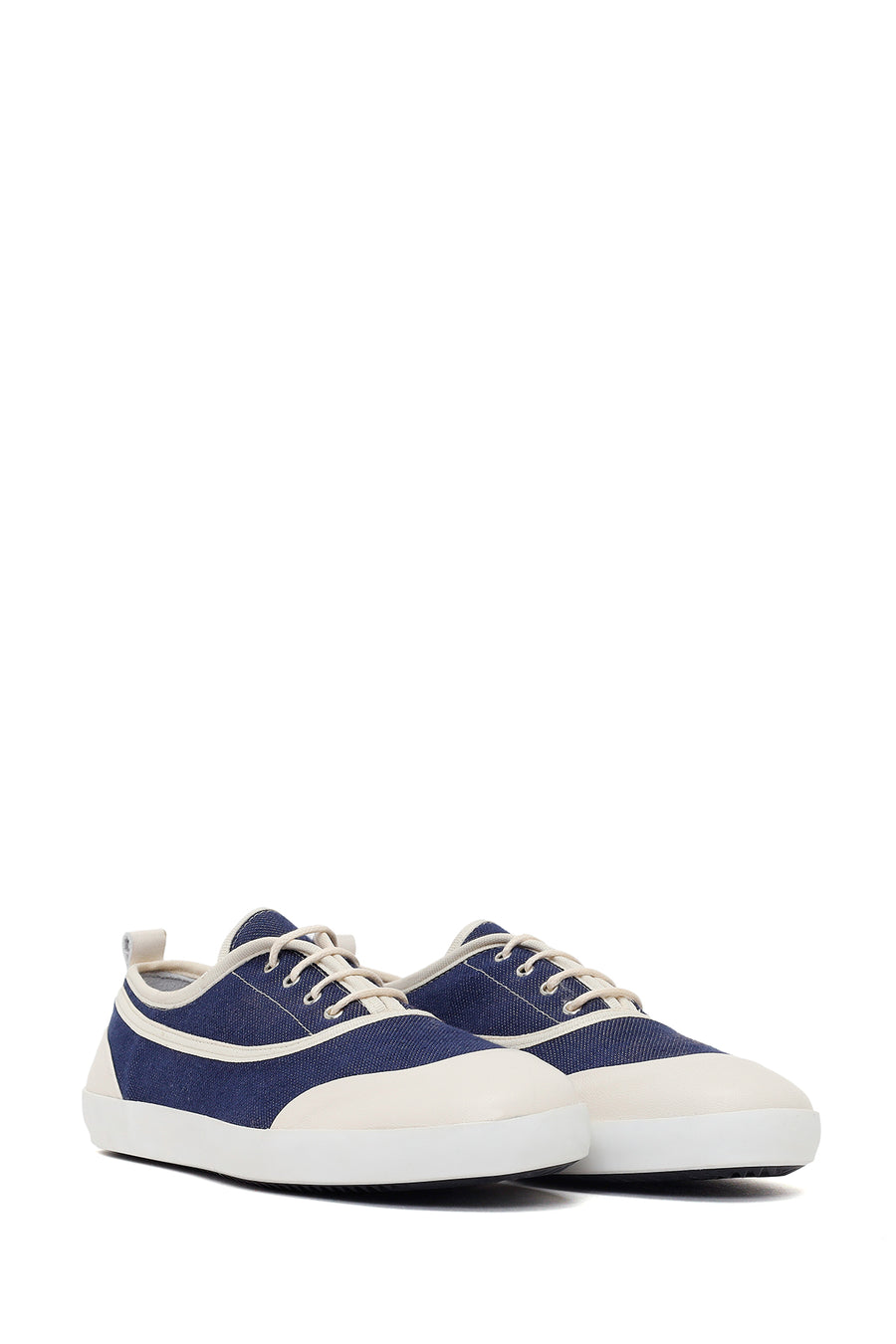 Woman Blue Lace-Up Jean Leather Sneaker