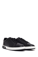 Erkek Siyah Bağcıklı Deri Sneaker | Derimod
