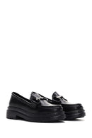 Women's Black Leather Masculine Loafer | Derimod