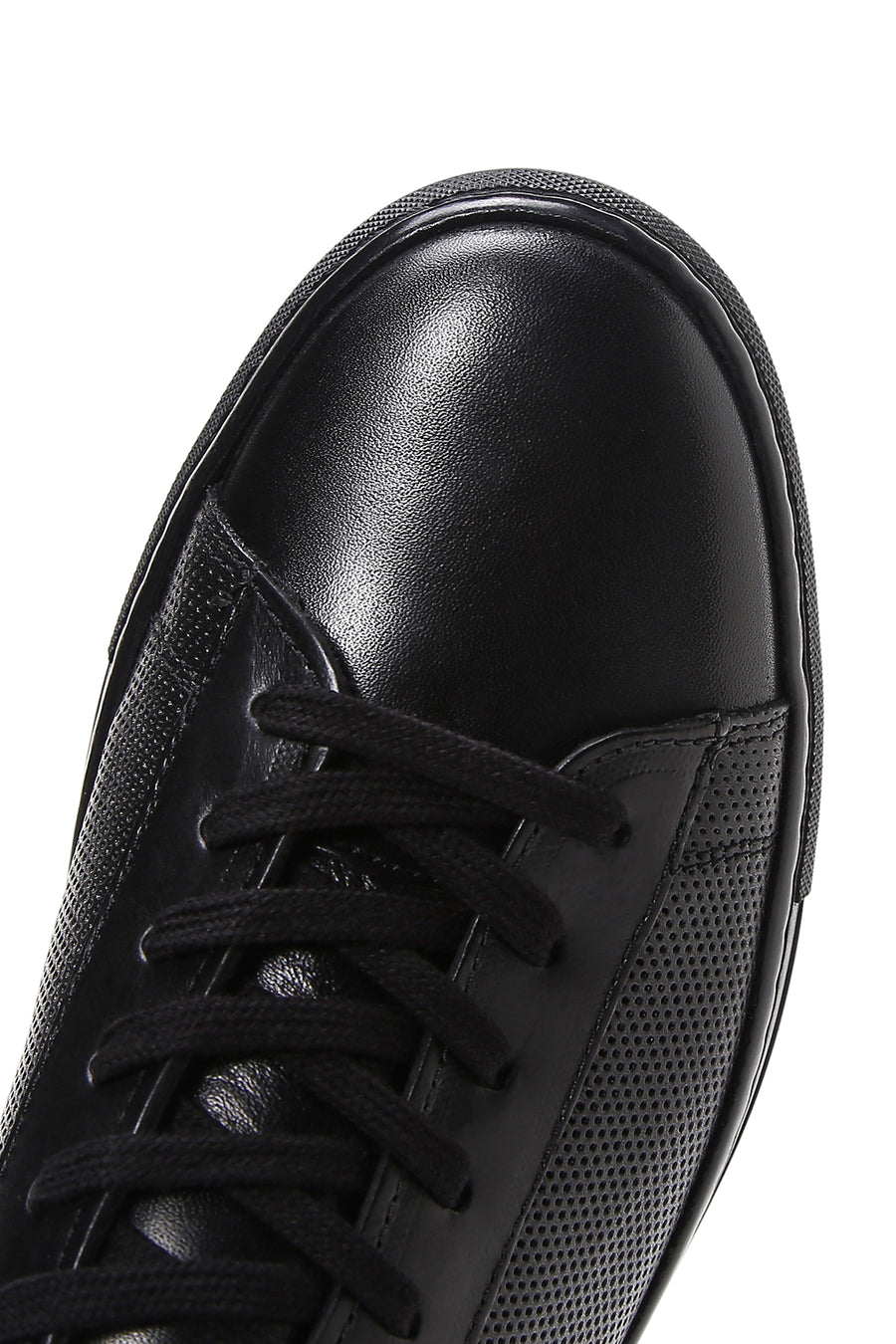 Men's Black Lace-up Leather Sneaker