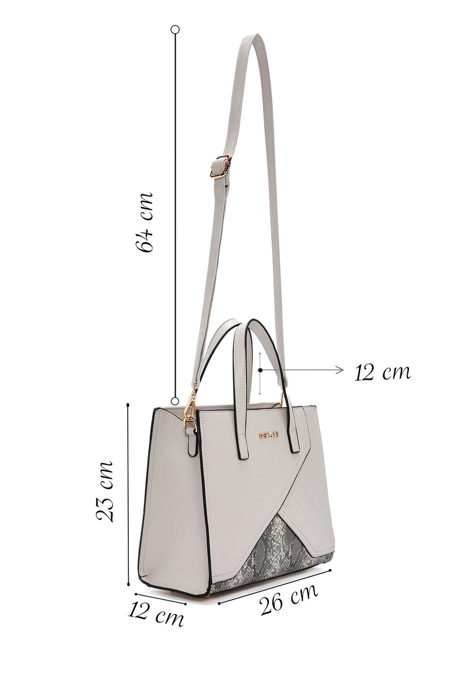 Women's Grey Long Strap Classic Handbag
