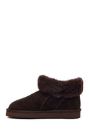 Woman Brown Embellished Suede Teddy Boots | Derimod
