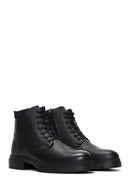 Men's Black Leather Zippered Casual Boots | Derimod