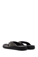 Men's Gray Flip Flop Nubuck Leather Slippers | Derimod