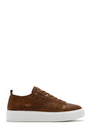 Men's Tan Lace-up Thick-Sole Leather Sneaker | Derimod