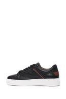 Erkek Siyah Bağcıklı Deri Sneaker | Derimod