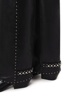 Woman Black Studded Chunky-Heeled Leather Cowboy Boots | Derimod