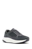 Derimod Zero Men's Grey Thick-Soled Lace-Up Fabric Sneakers | Derimod