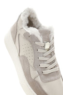 Women's Beige Thick Sole Fur Leather Sneaker | Derimod