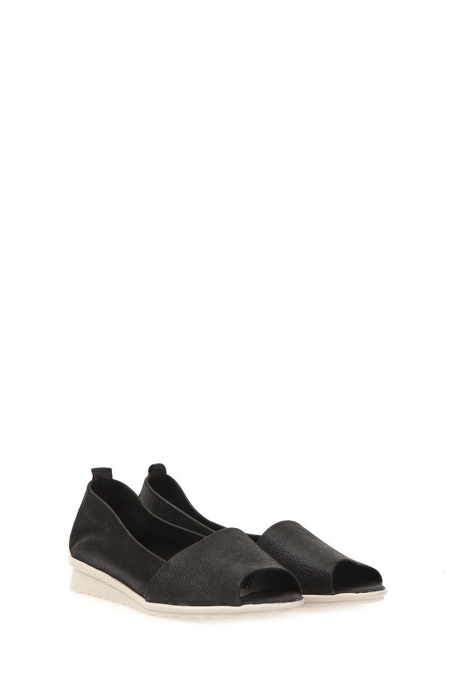 Black Open Toe Women's Leather Shoes