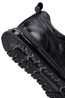Erkek Siyah Bağcıklı Deri Casual Sneaker | Derimod