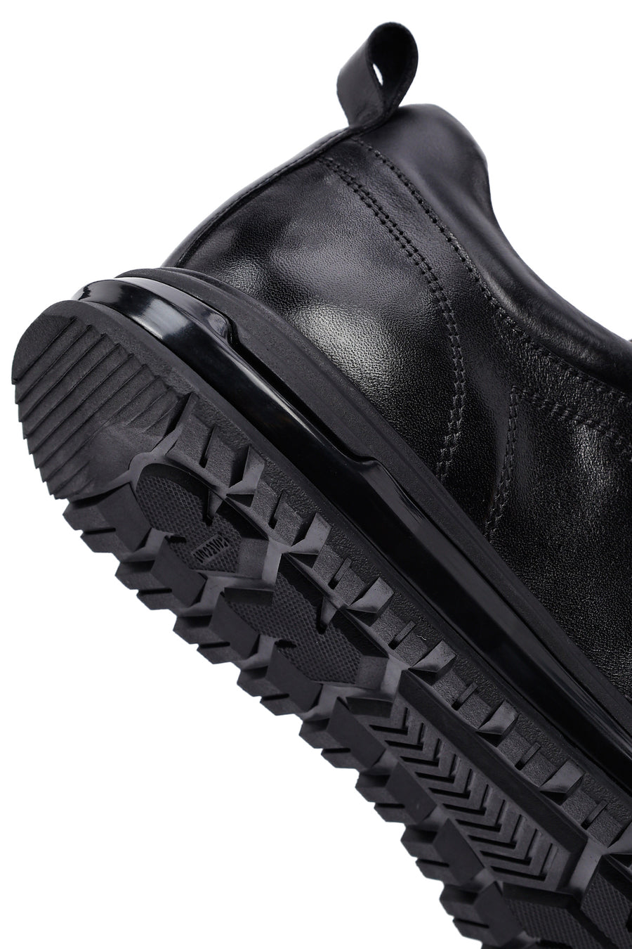 Erkek Siyah Bağcıklı Deri Casual Sneaker