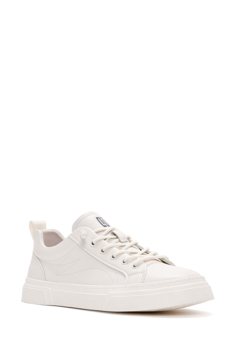 Men's White Lace-up Leather Sneaker