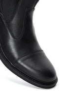 Men's Black Leather Zippered Classic Boots | Derimod