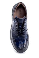 Men's Leather Crocodile Patterned Sneaker | Derimod