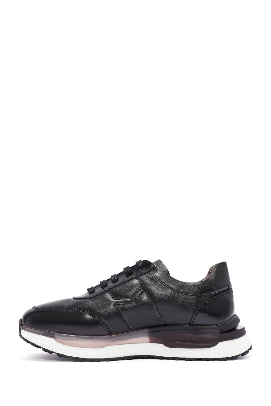Men's Black Lace-up Leather Sneaker