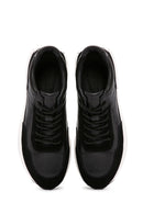 Men's Black Lace-up Thick-Sole Leather Casual Sneaker | Derimod