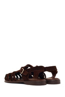 Woman Brown Ankle Buckle Suede Sandal | Derimod