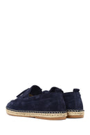 Men's Navy Blue Suede Leather Espadrille | Derimod