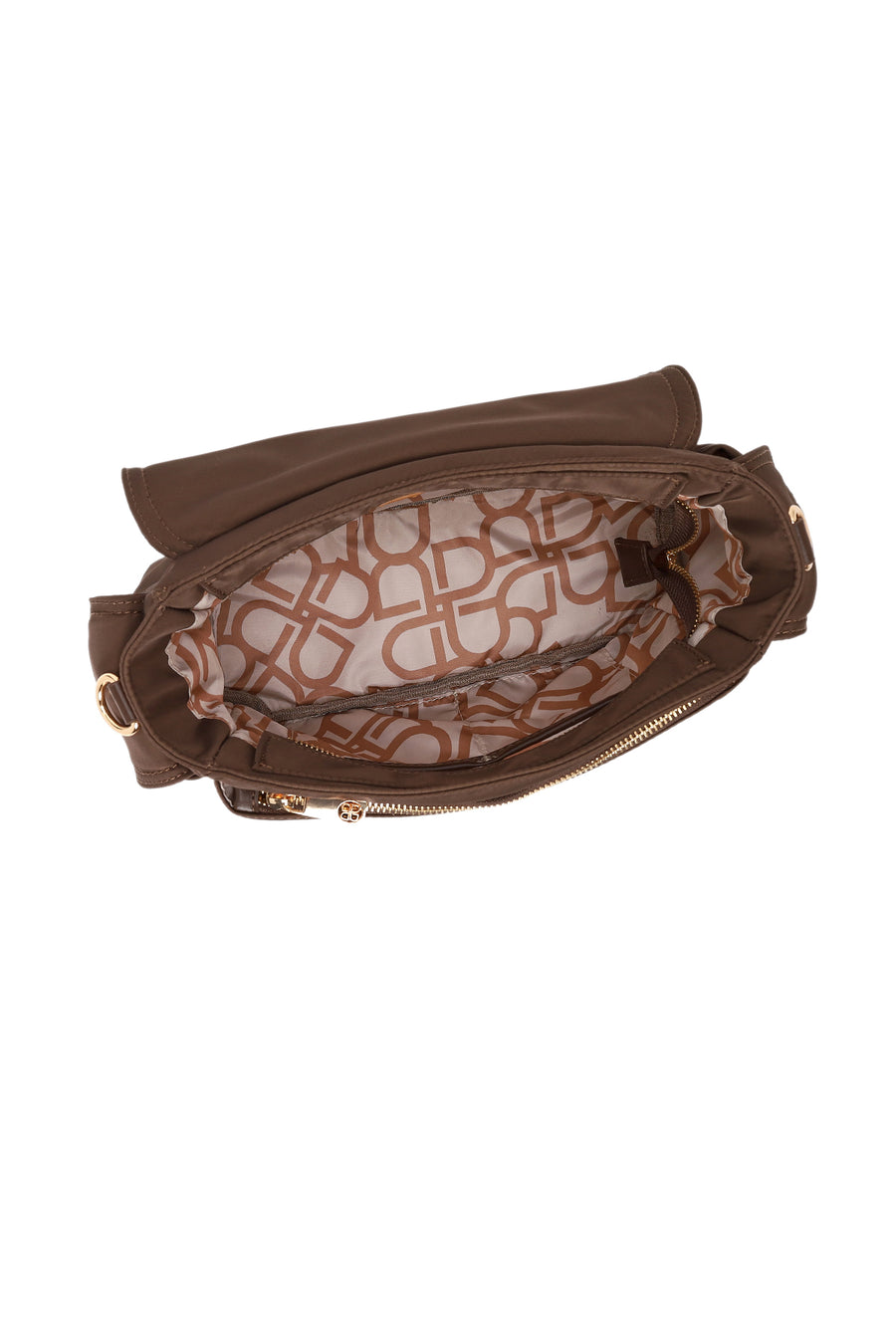 Woman Brown Fabric Crossbody Bag