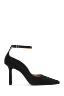 Women's Black Suede Leather Thin Heeled Ankle Shoes | Derimod