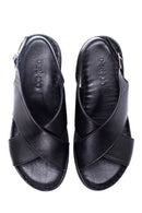 Kadın Siyah Deri Comfort Sandalet | Derimod