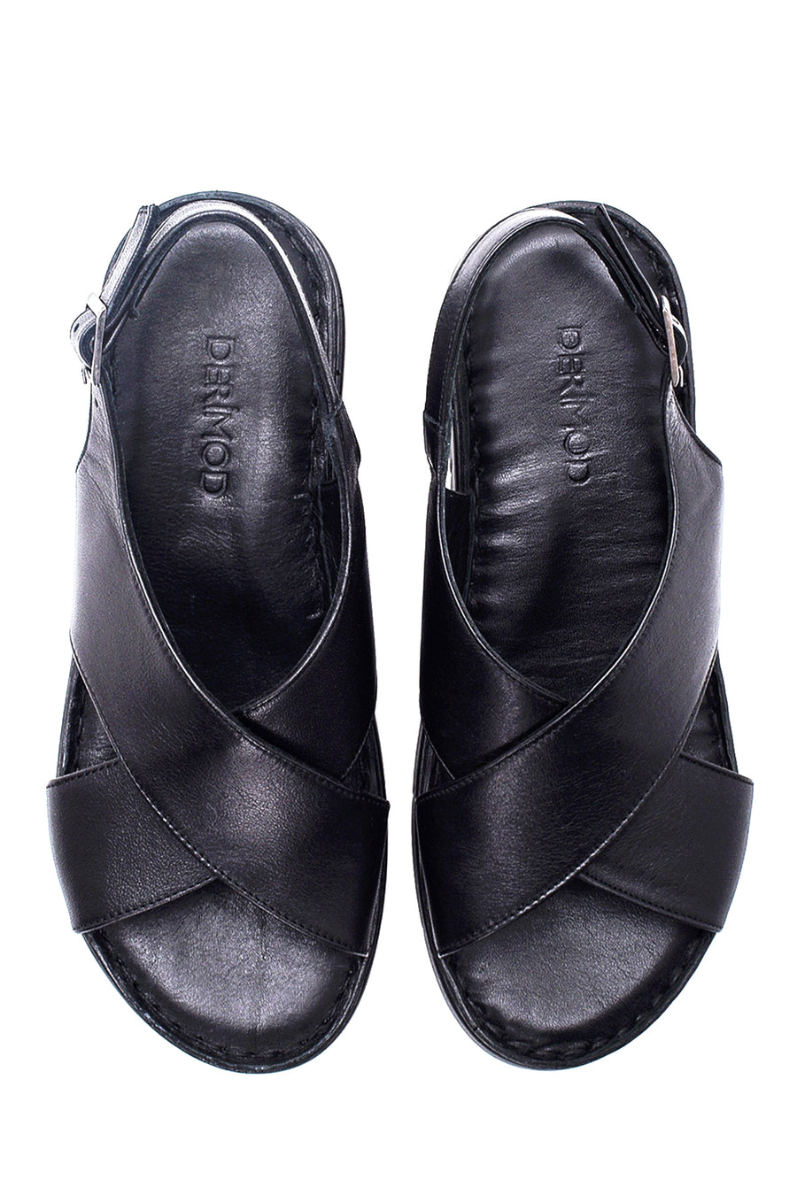 Kadın Siyah Deri Comfort Sandalet
