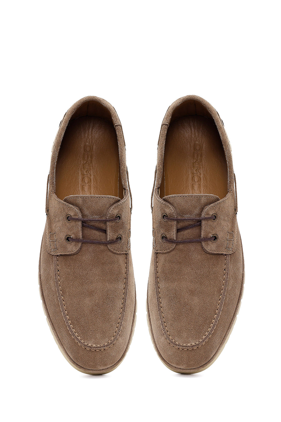Men's Beige Lace-up Suede Leather Casual Shoes