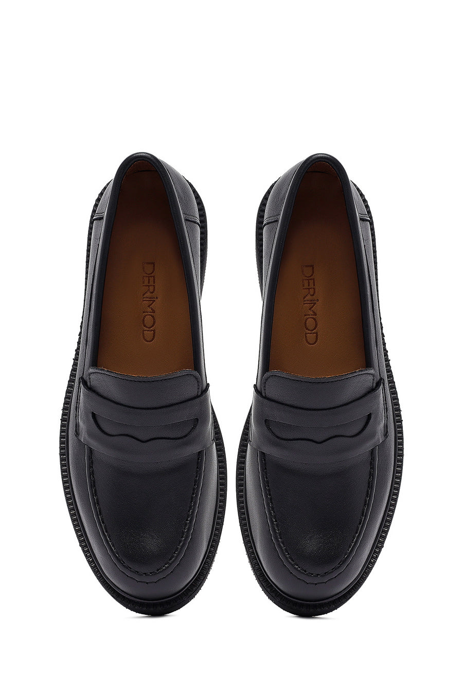 Kadın Siyah Deri Maskülen Loafer