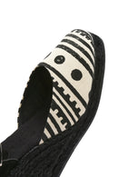 Kastamonu Stone Print Women's Black Patterned Wedge Heeled Espadrille Sandals | Derimod