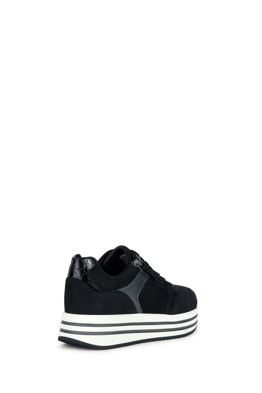 Geox Kadın Siyah Kency Kalın Tabanlı Bağcıklı Deri Sneaker