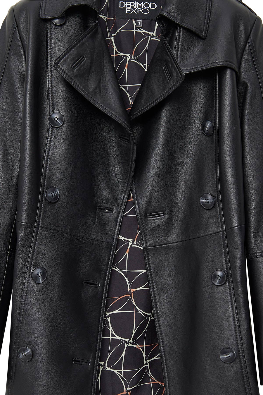 Matilda Women's Black Double Breasted Leather Coat