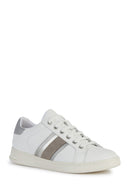 Geox Women's White Jaysen Lace-Up Leather Sneaker | Derimod