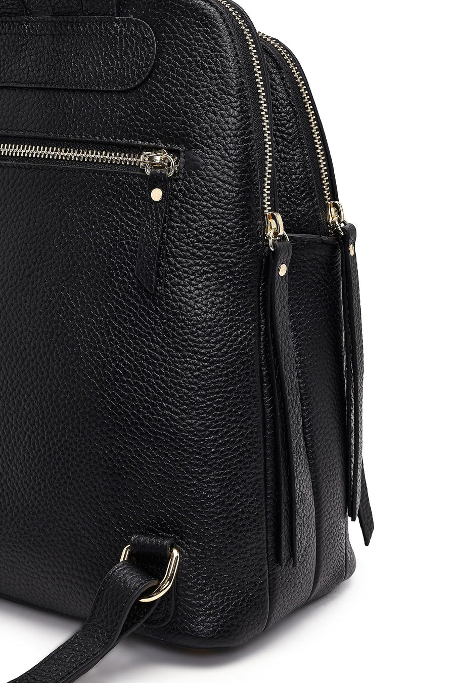 Women's Black Leather Backpack