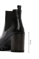 Women's Black Leather Heeled Chelsea Boots | Derimod