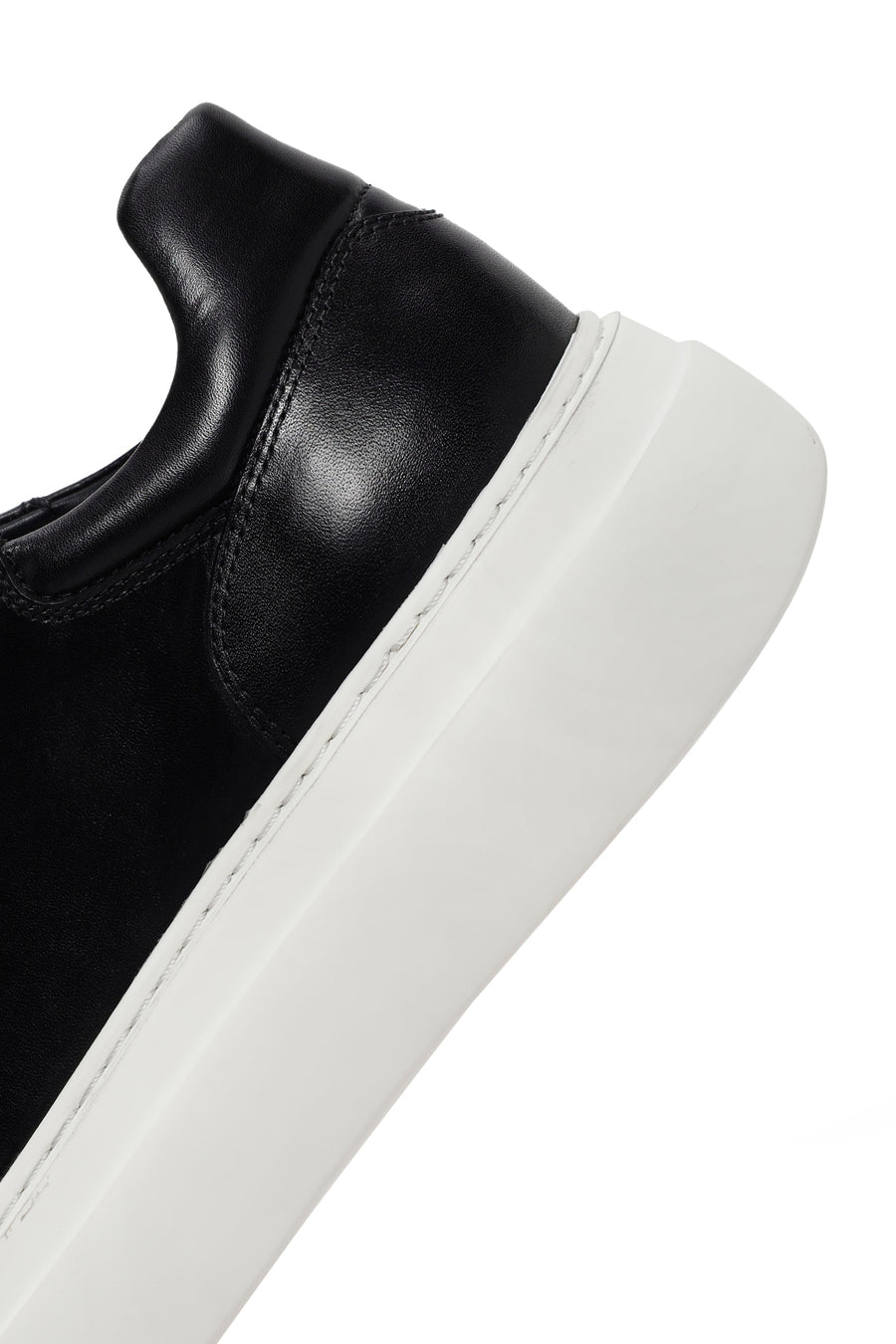 Men's Black Lace-up Thick-Sole Leather Sneaker