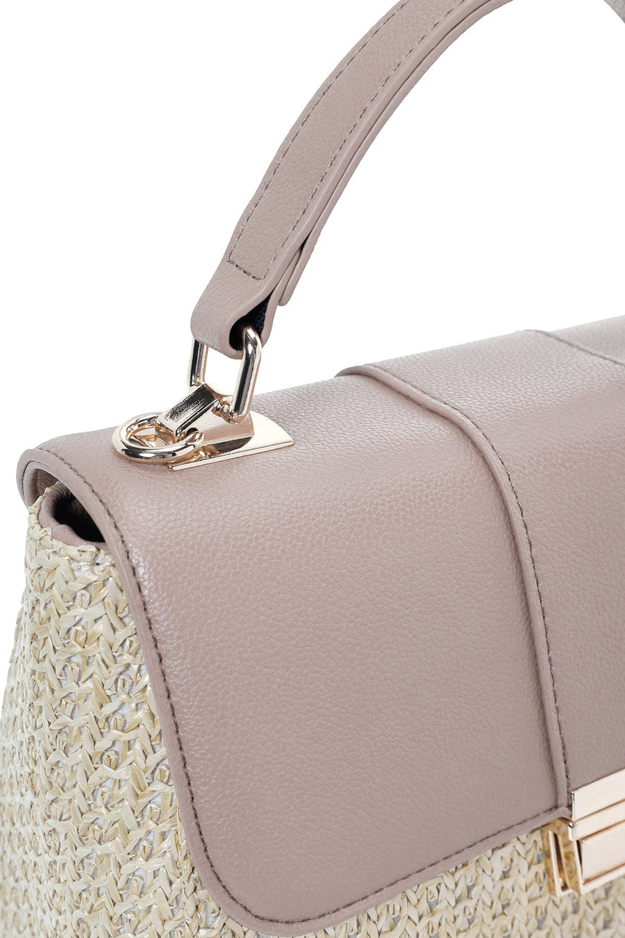 Woman Cream Long Strap Straw Underarm Bag