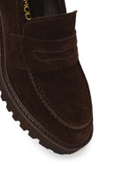 Woman Black Thick-Heeled Suede Masculine Loafer | Derimod