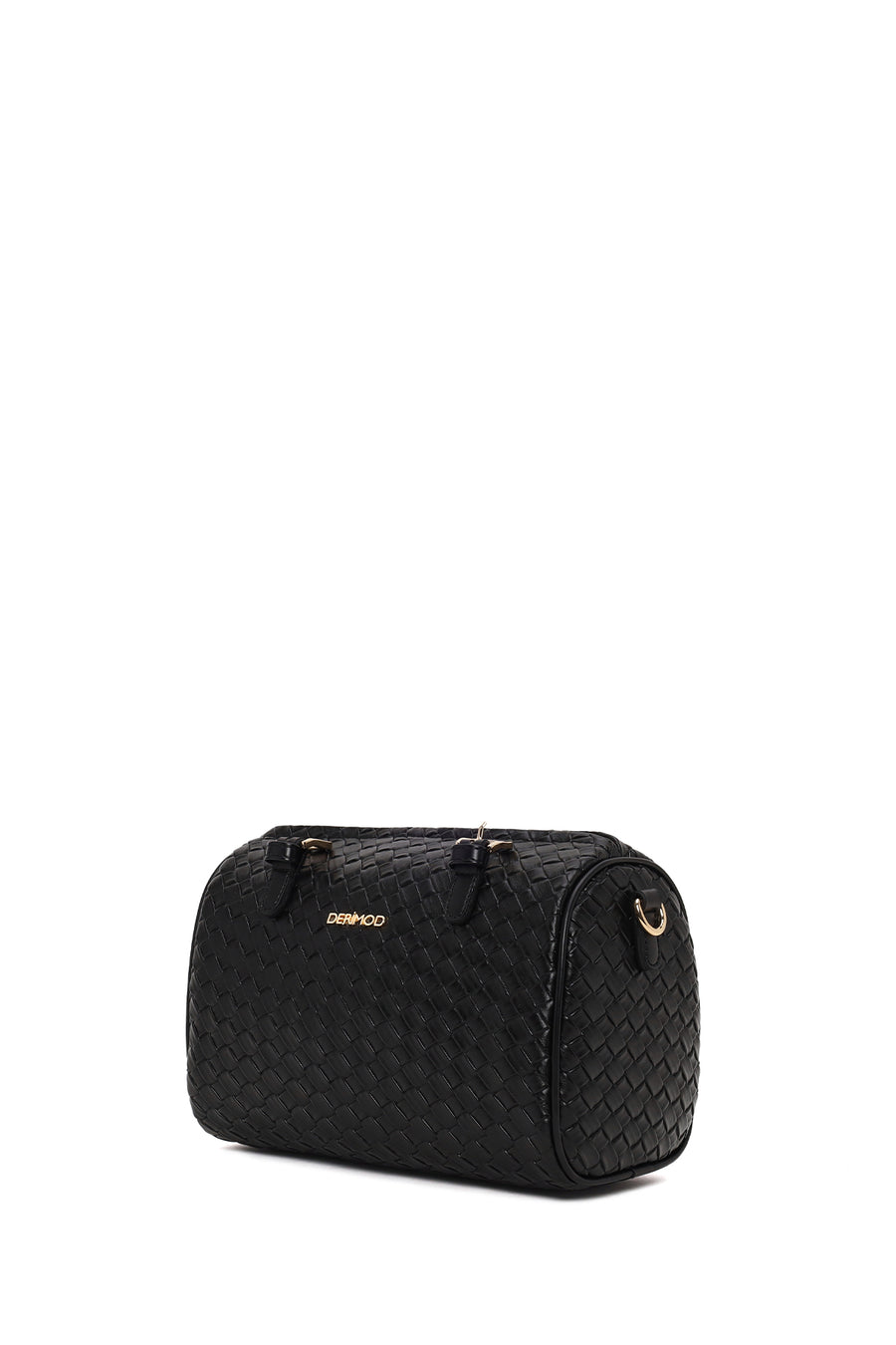 Woman Black Long-Strap Woven Shoulder Bag