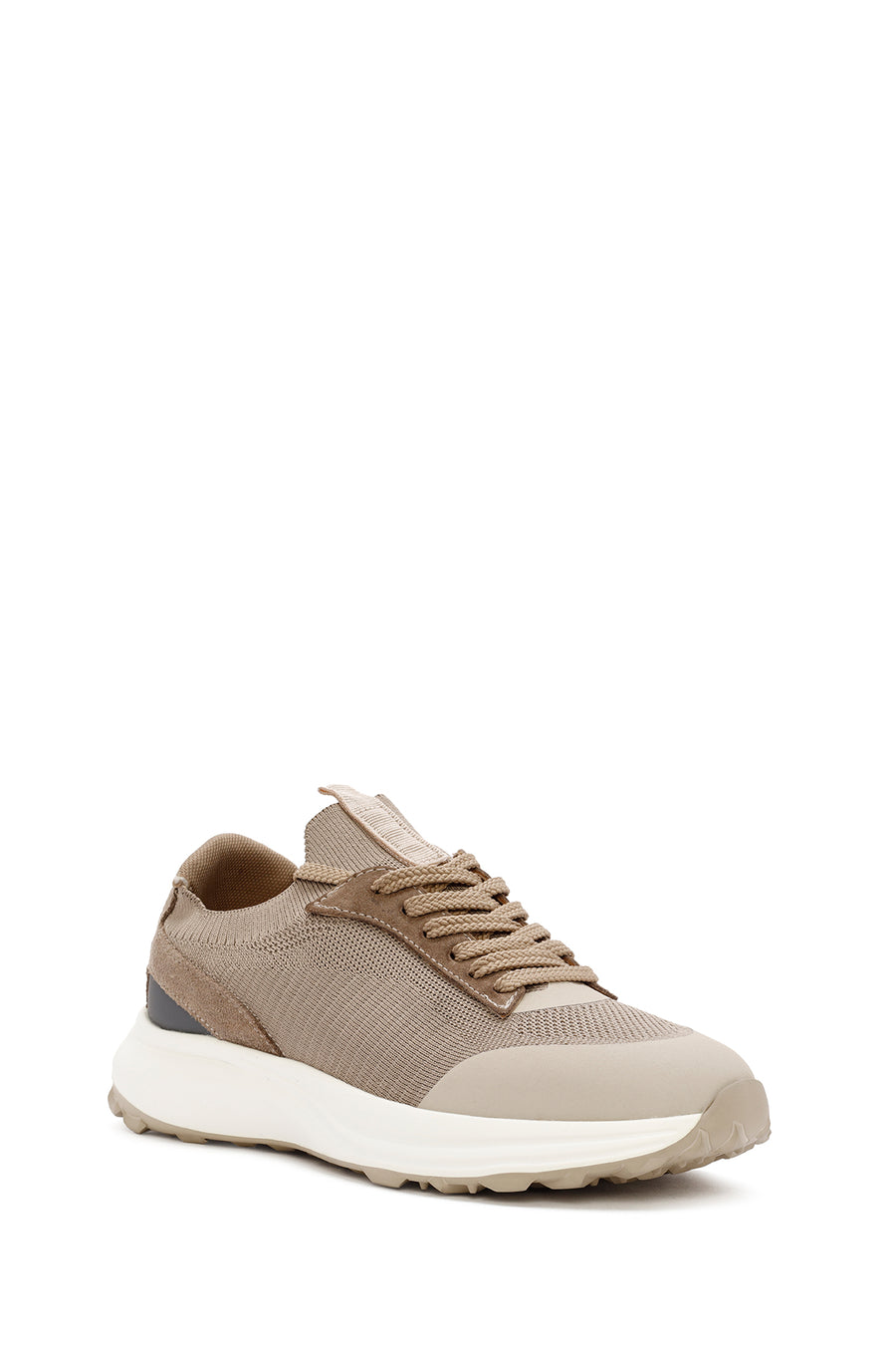 Derimod Zero Men's Beige Lace-Up Thick Soled Fabric Sneaker