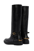 Women's Black Buckle Detailed Leather Boots | Derimod