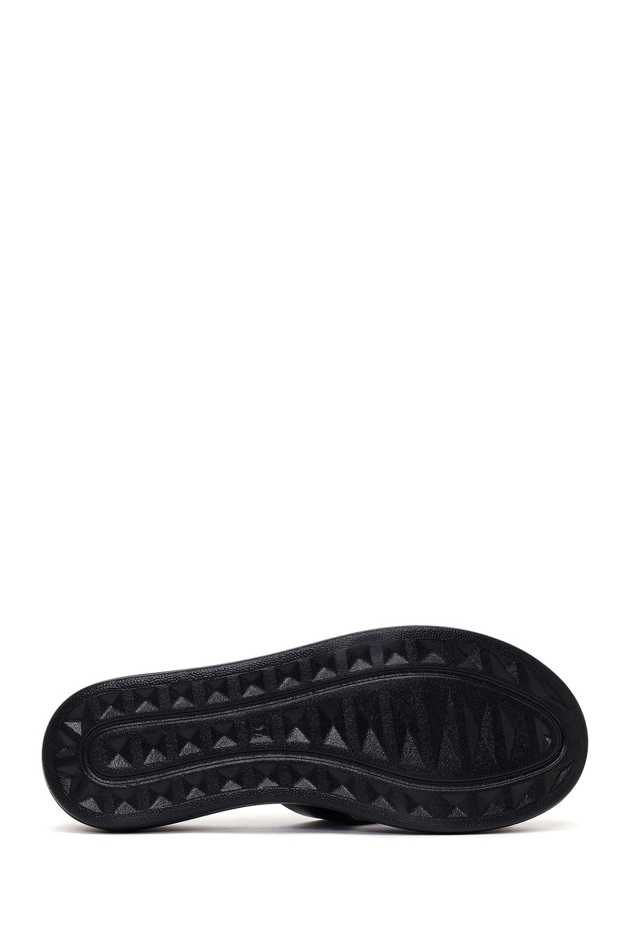 Woman Black Thick-Soled Leather Slipper