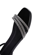 Women's Black Stone Flat Sandals | Derimod