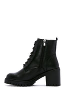 Women's Black Leather Platform Heeled Boots | Derimod